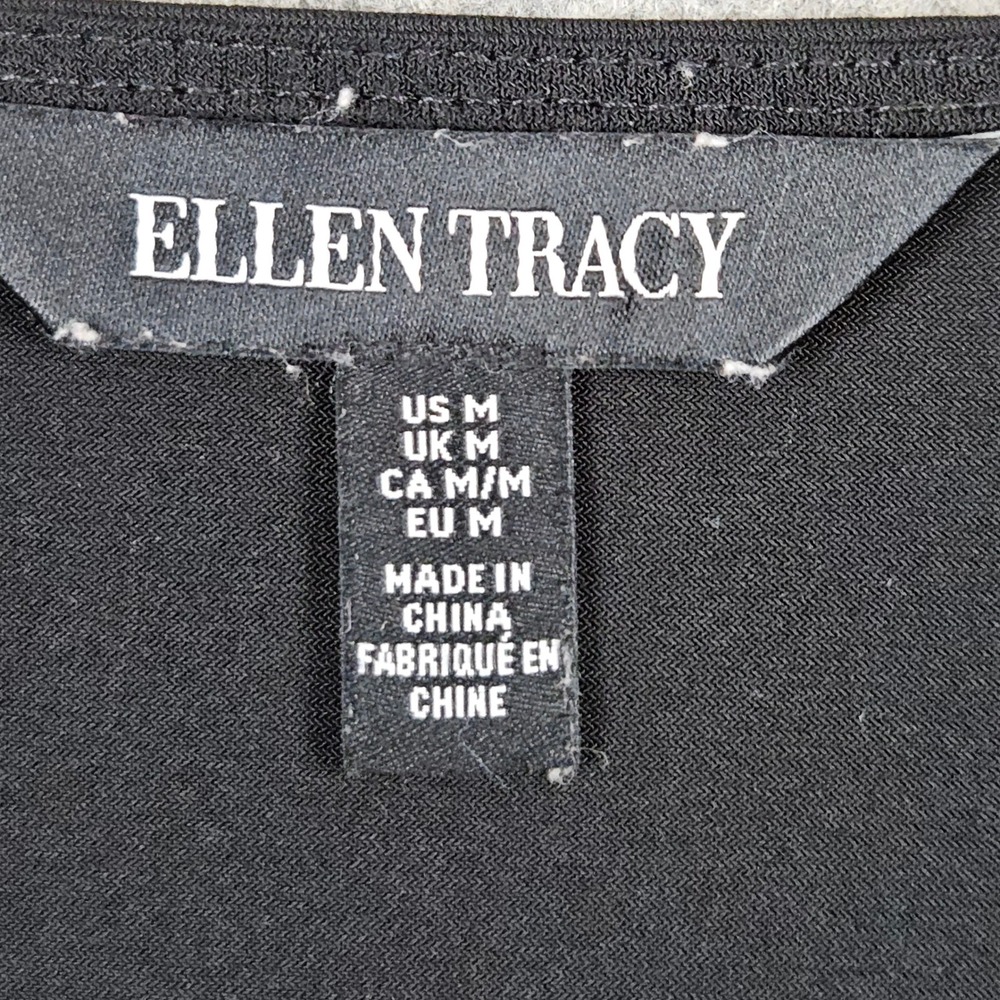 Ellen Tracy Black Bell Sleeve Studded Embellished Blouse Top Women's Size M Work - Picture 4 of 12